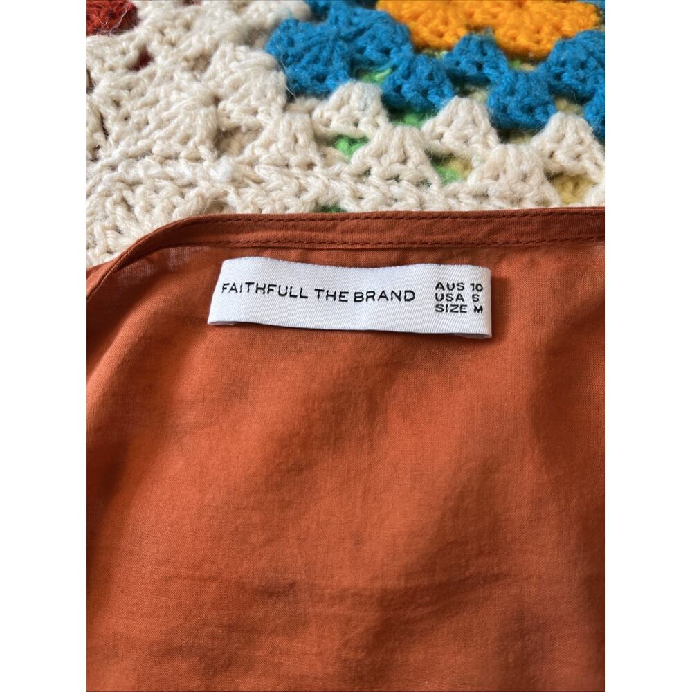 Faithfull The Brand Size 6 S 100% Cotton Floral Tie Wrap Top Orange‎ - Picture 7 of 12